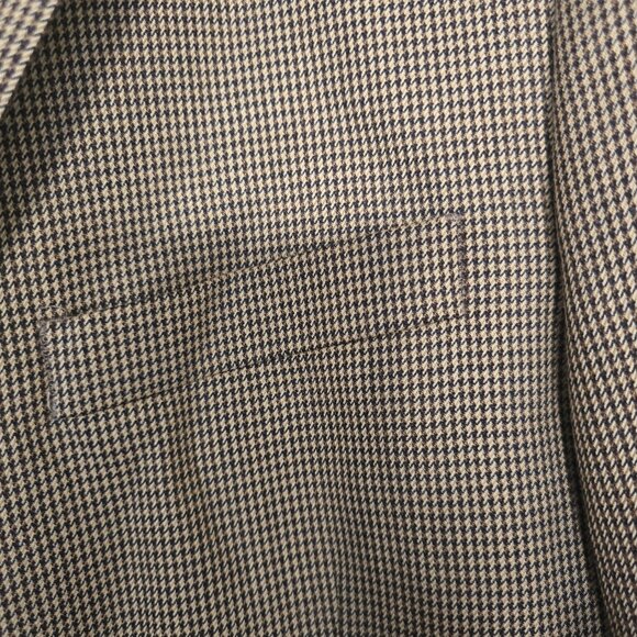 JoS A Bank Signature Pure Wool Houndstooth 2 Button Blazer Brown Tan Sz 48P S - Picture 2 of 13